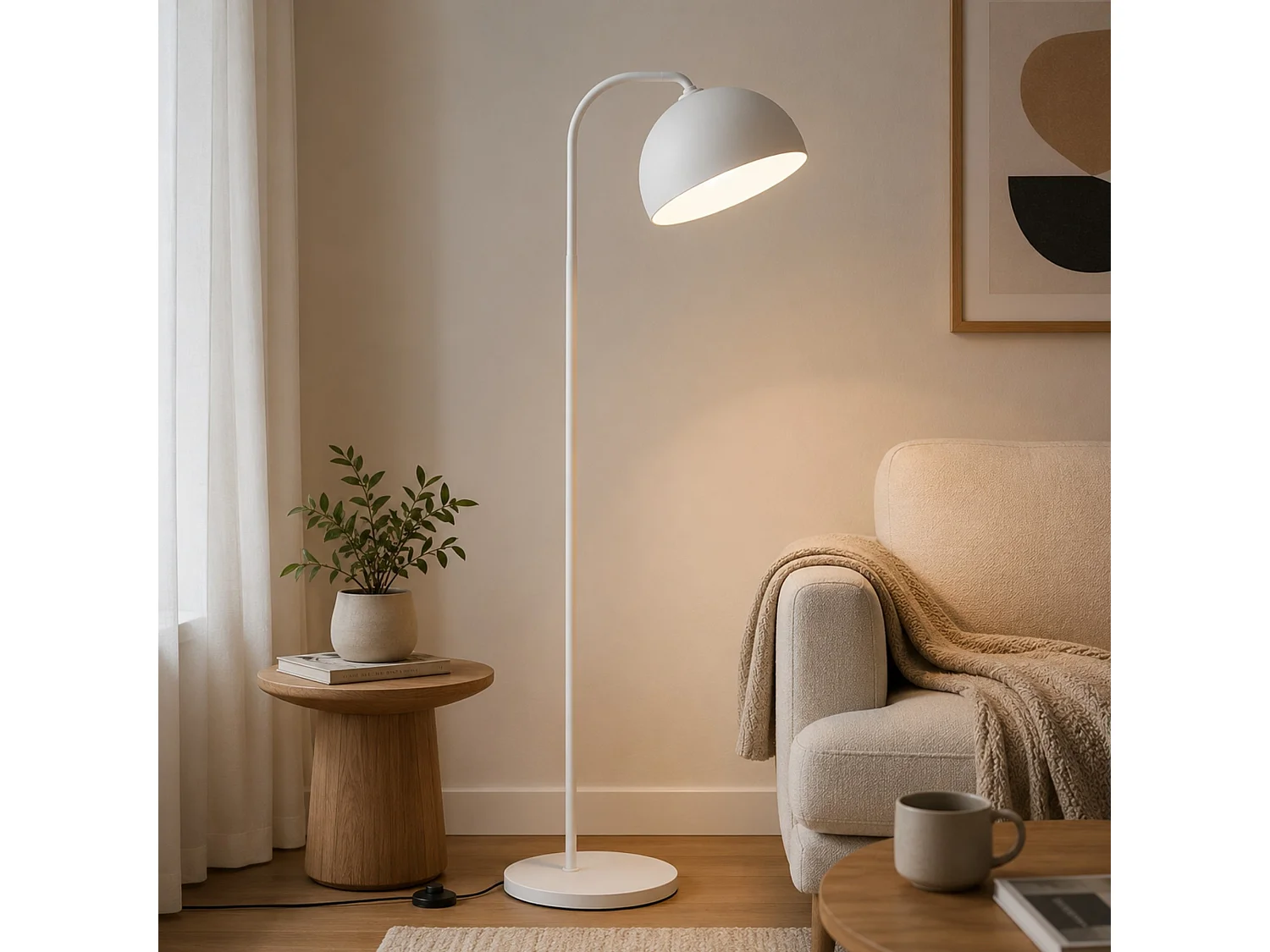 "Yaka" Metalen Vloerlamp - Wit - 51 x 51 x 157 cm