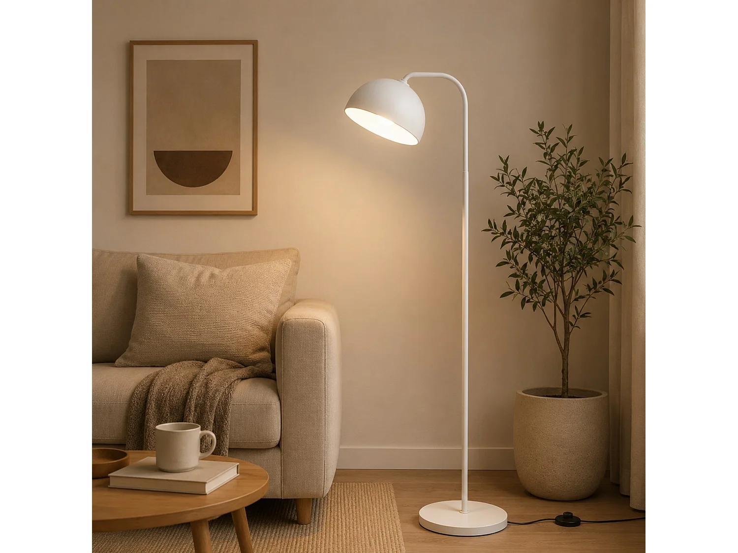 "Yaka" Metalen Vloerlamp - Wit - 51 x 51 x 157 cm