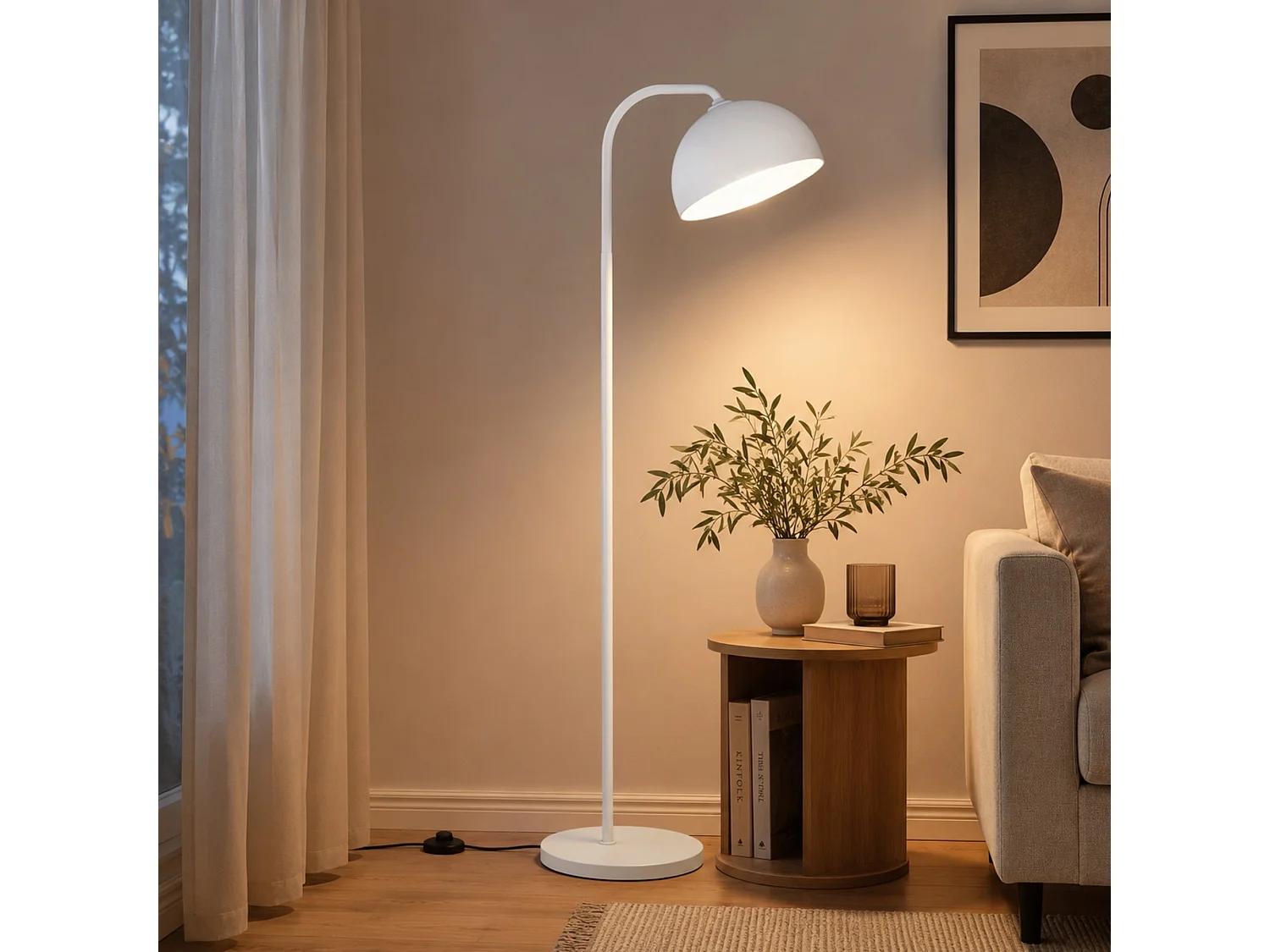 "Yaka" Metalen Vloerlamp - Wit - 51 x 51 x 157 cm