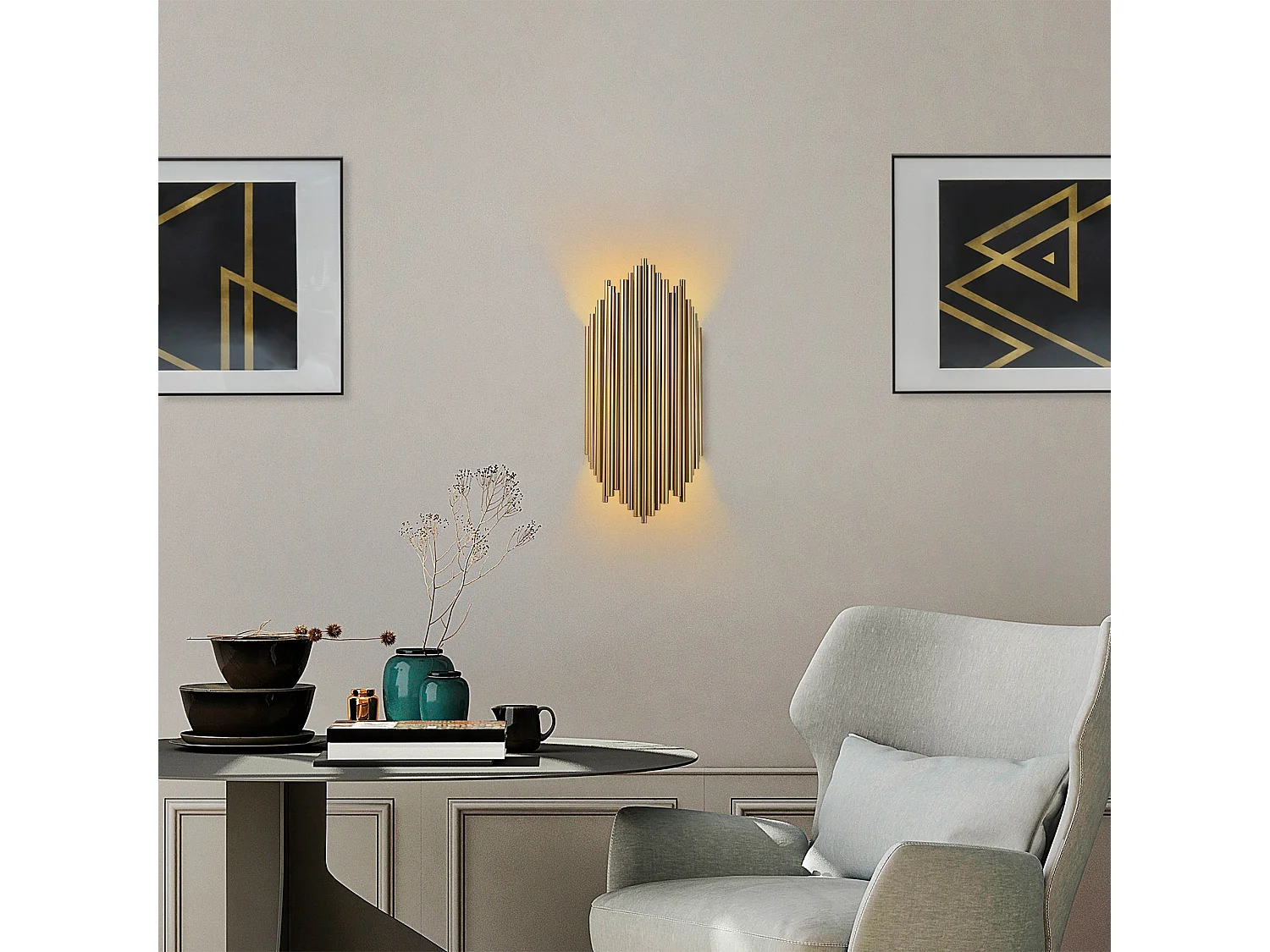 Elegant "Kara" Metall Vägglampa - 18 x 8 cm - Guld