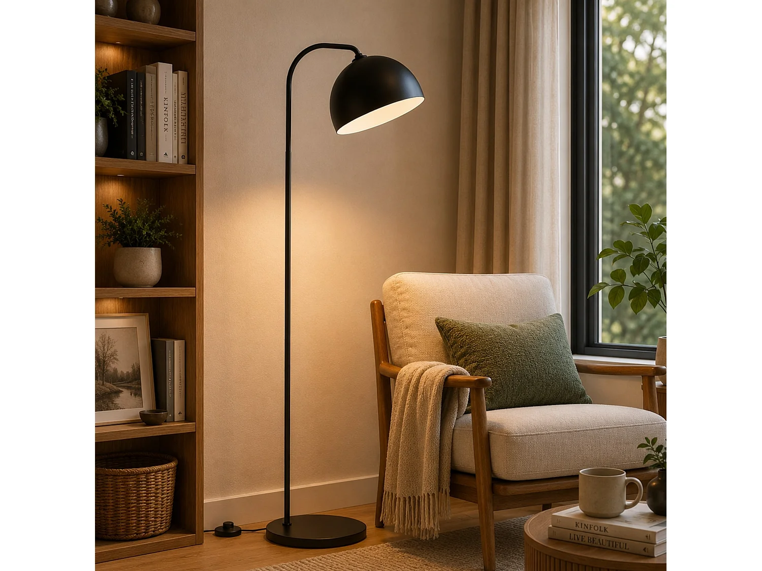 Lampadaire en métal "Yaka" - 51 x 51 cm - Noir