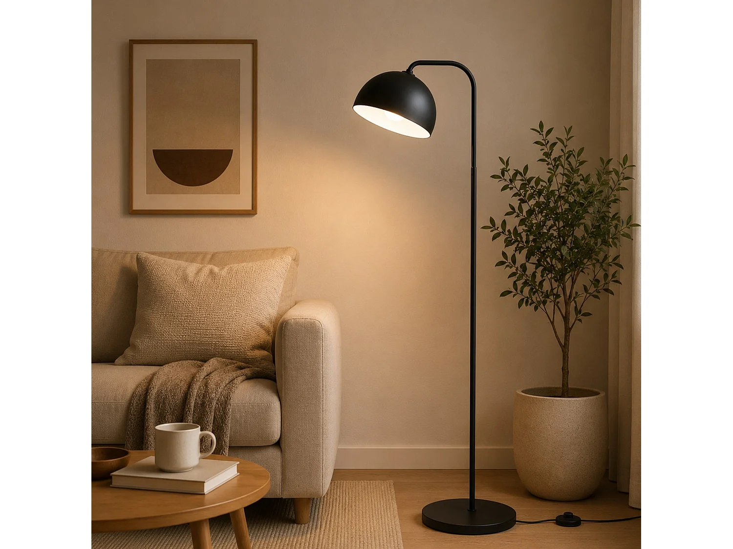 Lampadaire en métal "Yaka" - 51 x 51 cm - Noir