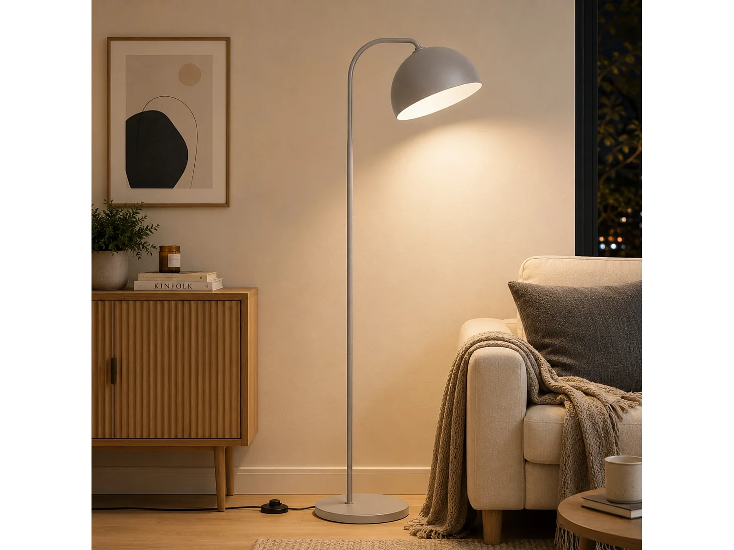 "Yaka" Metall Golvlampa - 51 x 51 cm - Grå