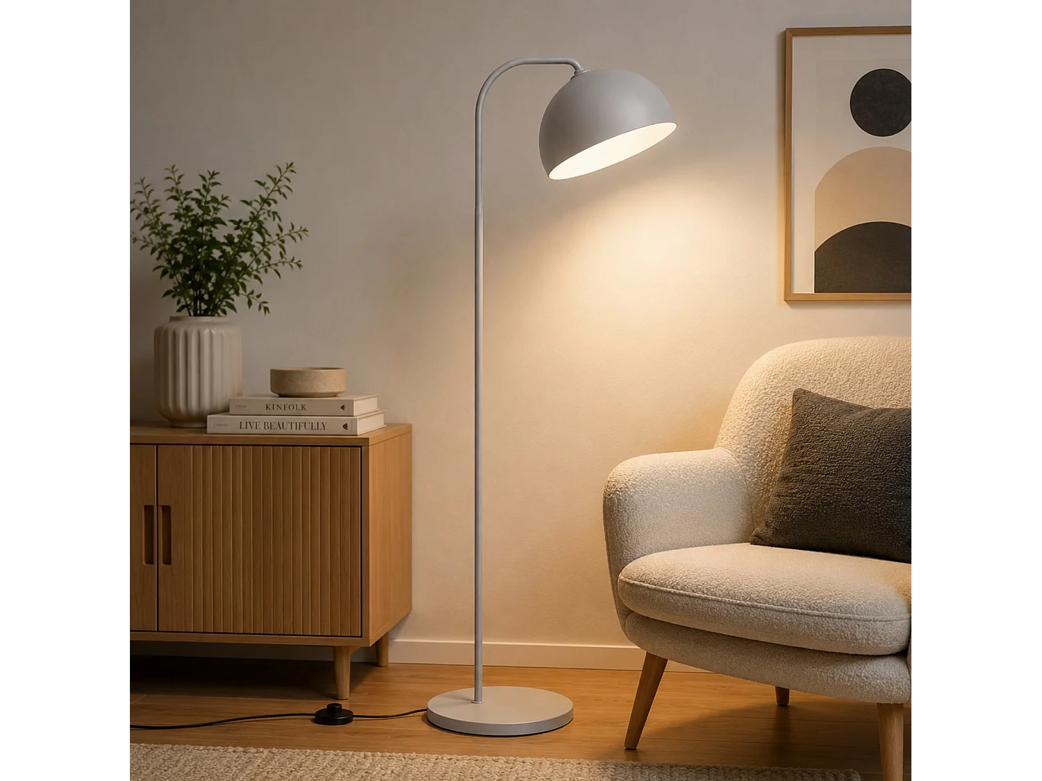 "Yaka" Metall Golvlampa - 51 x 51 cm - Grå