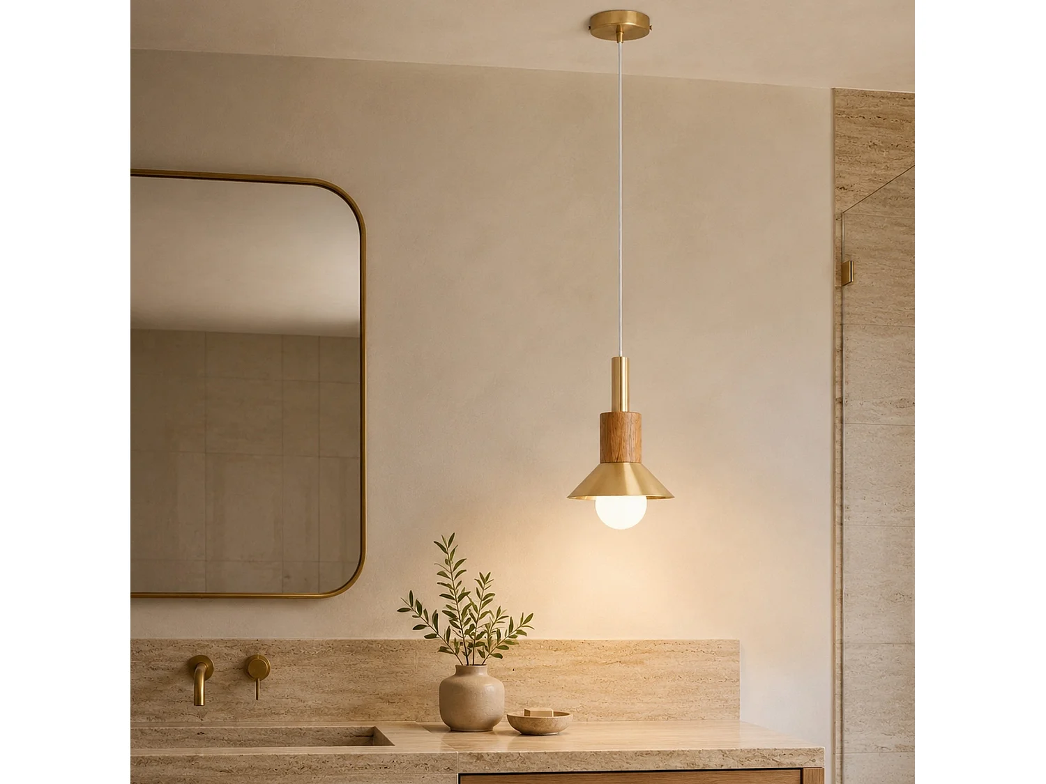 Lampe suspendue en métal "Elwood" - 14 x 26 cm - Jaune