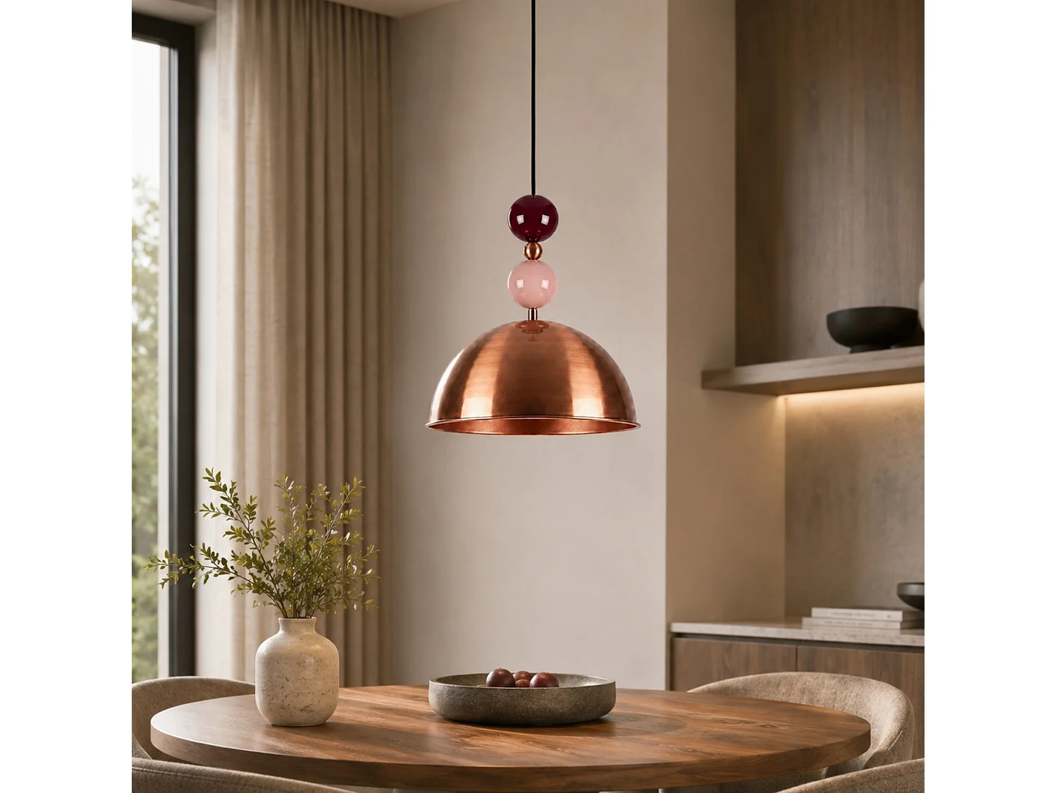 Lampe suspendue en métal "Bubble" - 31 x 31 cm - Cuivre