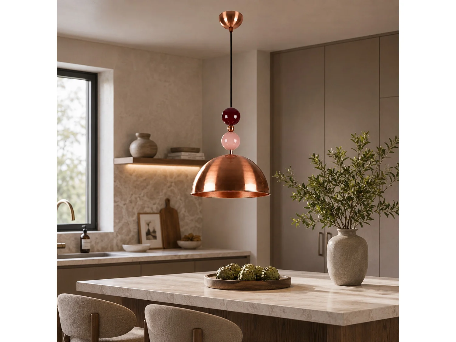 Lampe suspendue en métal "Bubble" - 31 x 31 cm - Cuivre