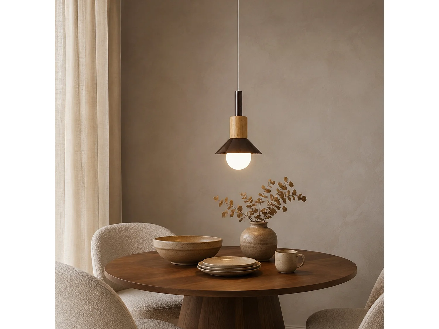 "Elwood" Brun Metall Pendelkrona - Justerbar Höjd 30-90 cm - Elegant Belysningsarmatur