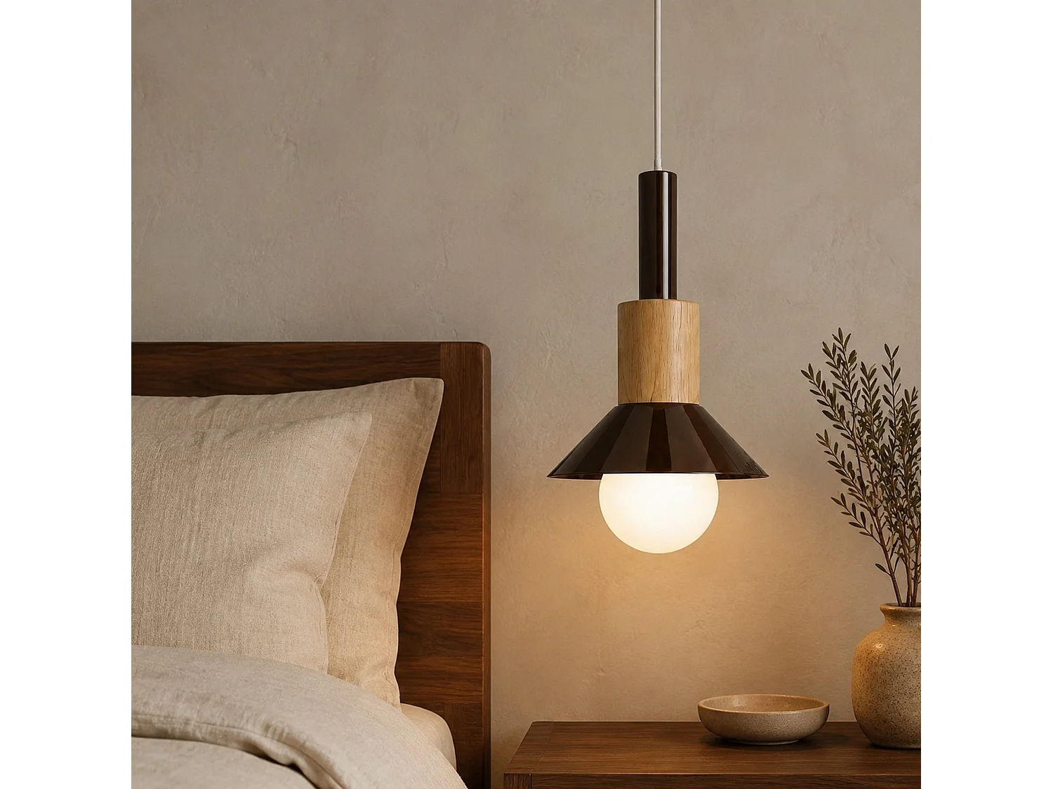 "Elwood" Brun Metall Pendelkrona - Justerbar Höjd 30-90 cm - Elegant Belysningsarmatur