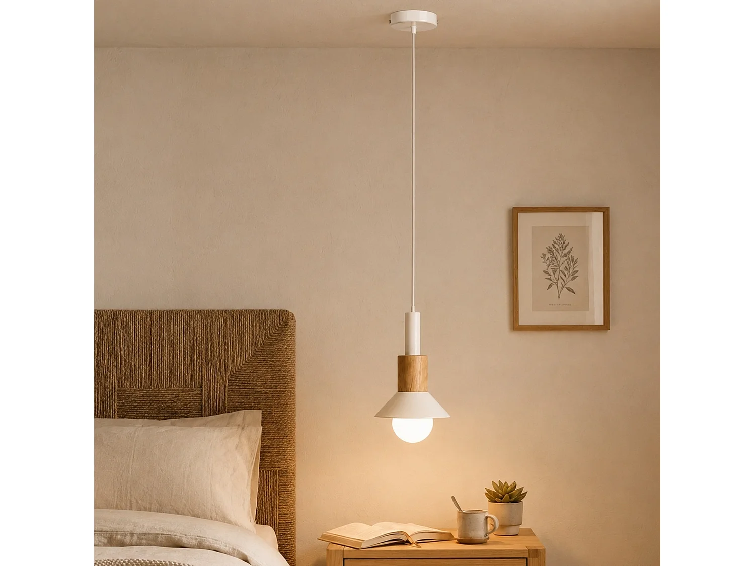 Metall Pendellampa "Elwood" - Justerbar Höjd 30-90 cm - Beige Färg