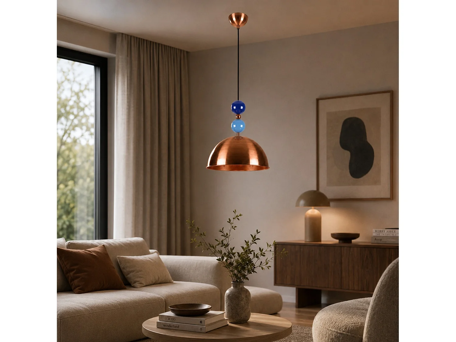 Lampadario "Bubble" - Metallo - Finitura in Rame - 31 x 31 x 102 cm