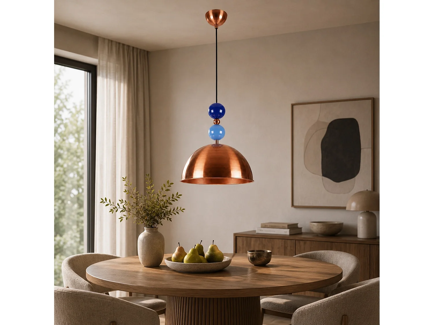 Lampadario "Bubble" - Metallo - Finitura in Rame - 31 x 31 x 102 cm