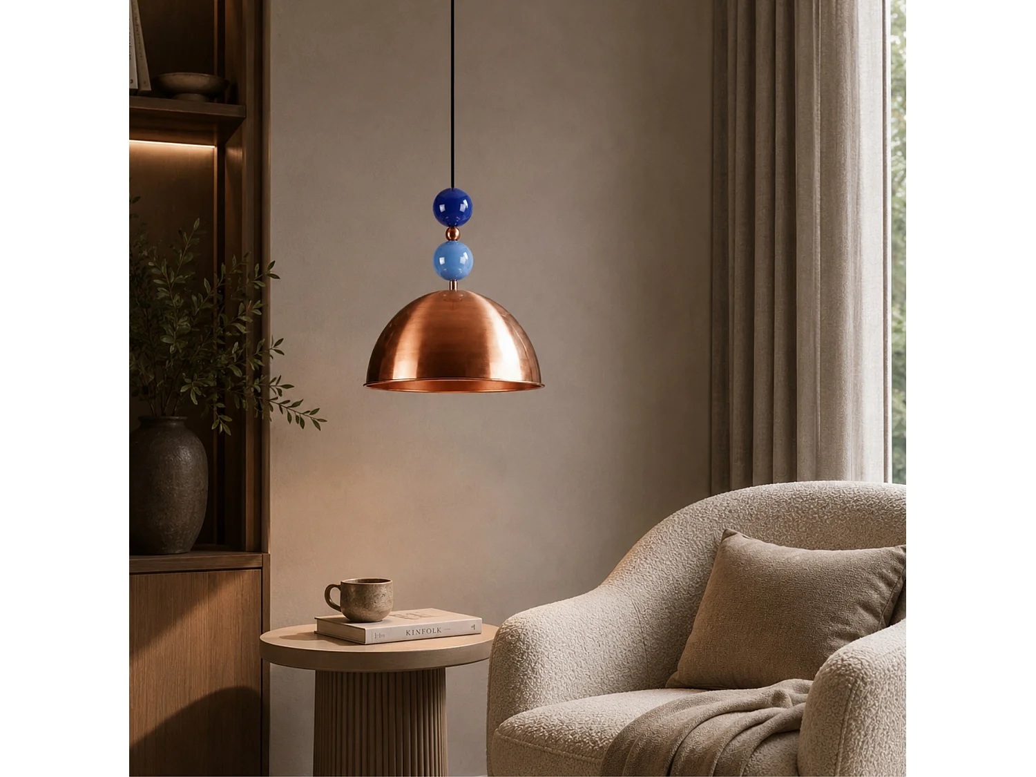 Lampadario "Bubble" - Metallo - Finitura in Rame - 31 x 31 x 102 cm