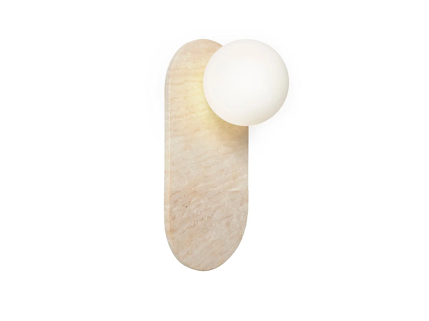 Elegant "Tor All" Travertin Vägglampa - Beige/Vit - 18 x 1 cm - Höjd 39 cm