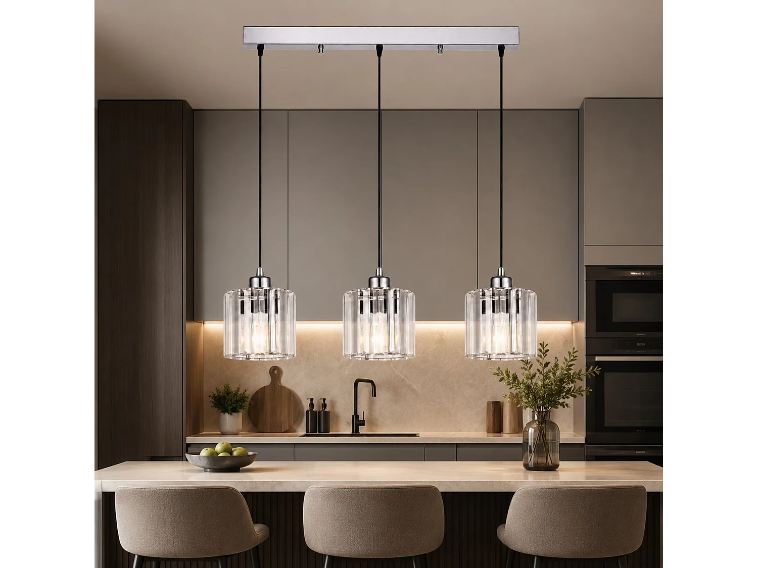 "Yakops" Metall och Glas Kronljus - Elegant Silverfinish - 65 x 13 x 105 cm