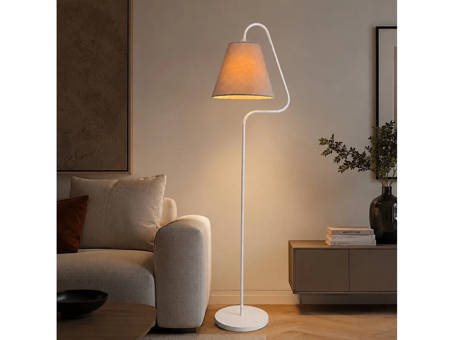 "Altur" Metalen Vloerlamp - Wit - 45 x 35 x 162 cm