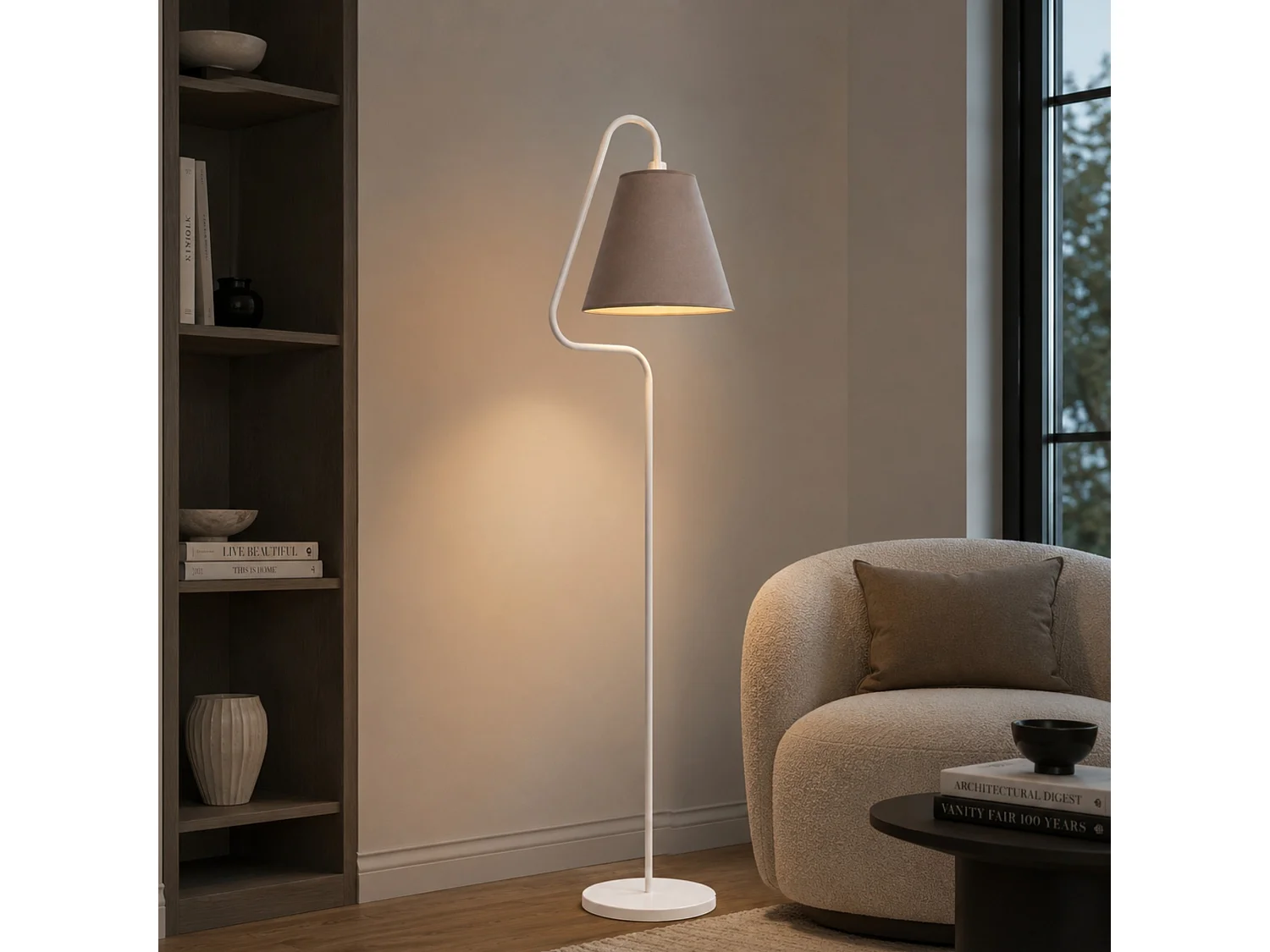 "Altur" Metalen Vloerlamp - Wit - 45 x 35 x 162 cm
