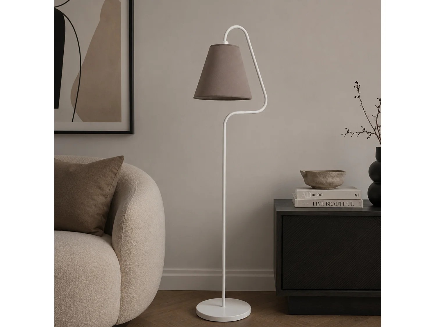 "Altur" Metalen Vloerlamp - Wit - 45 x 35 x 162 cm