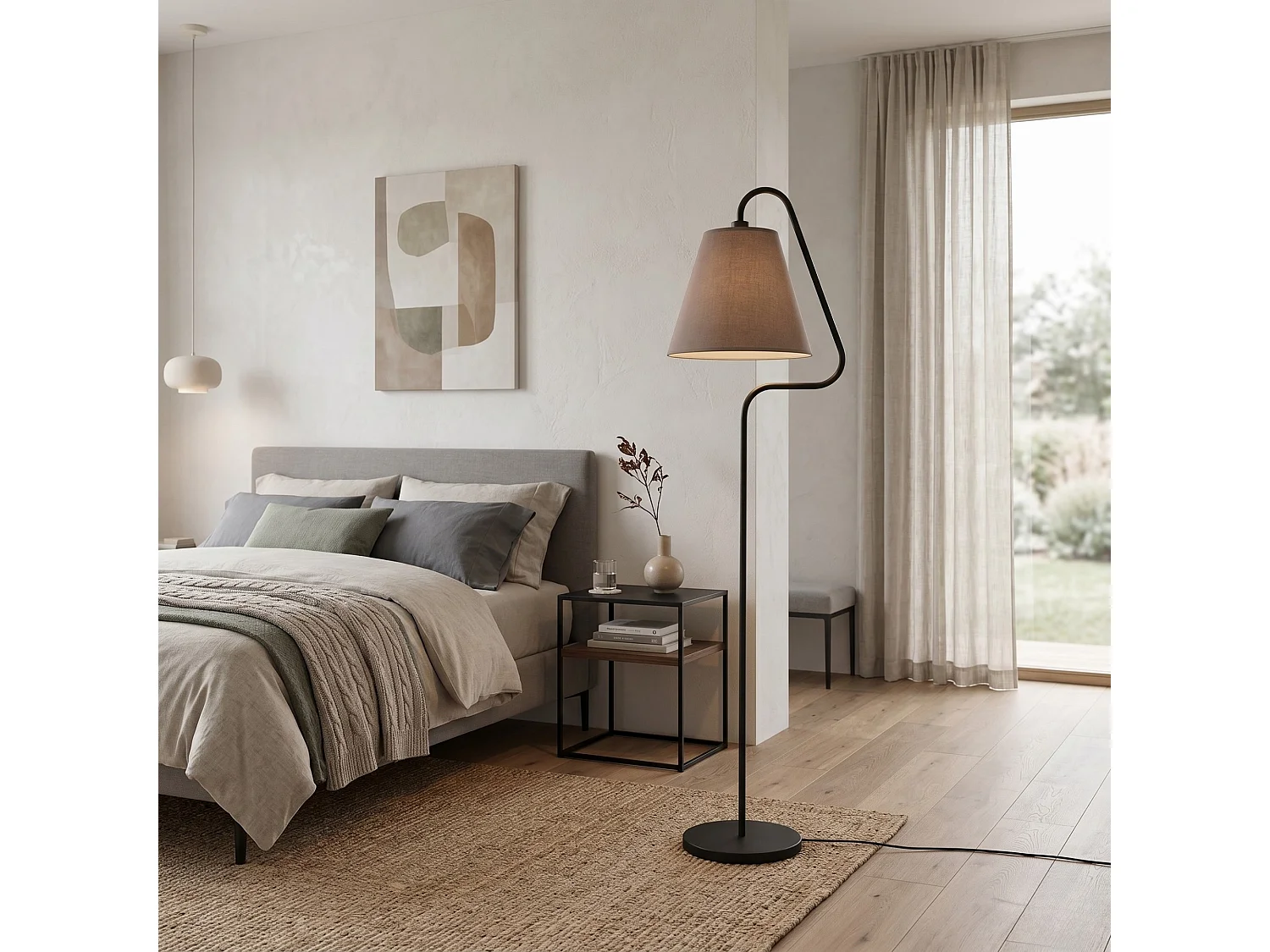 "Altur" Svart Metall Golvlampa - 45 x 35 x 162 cm