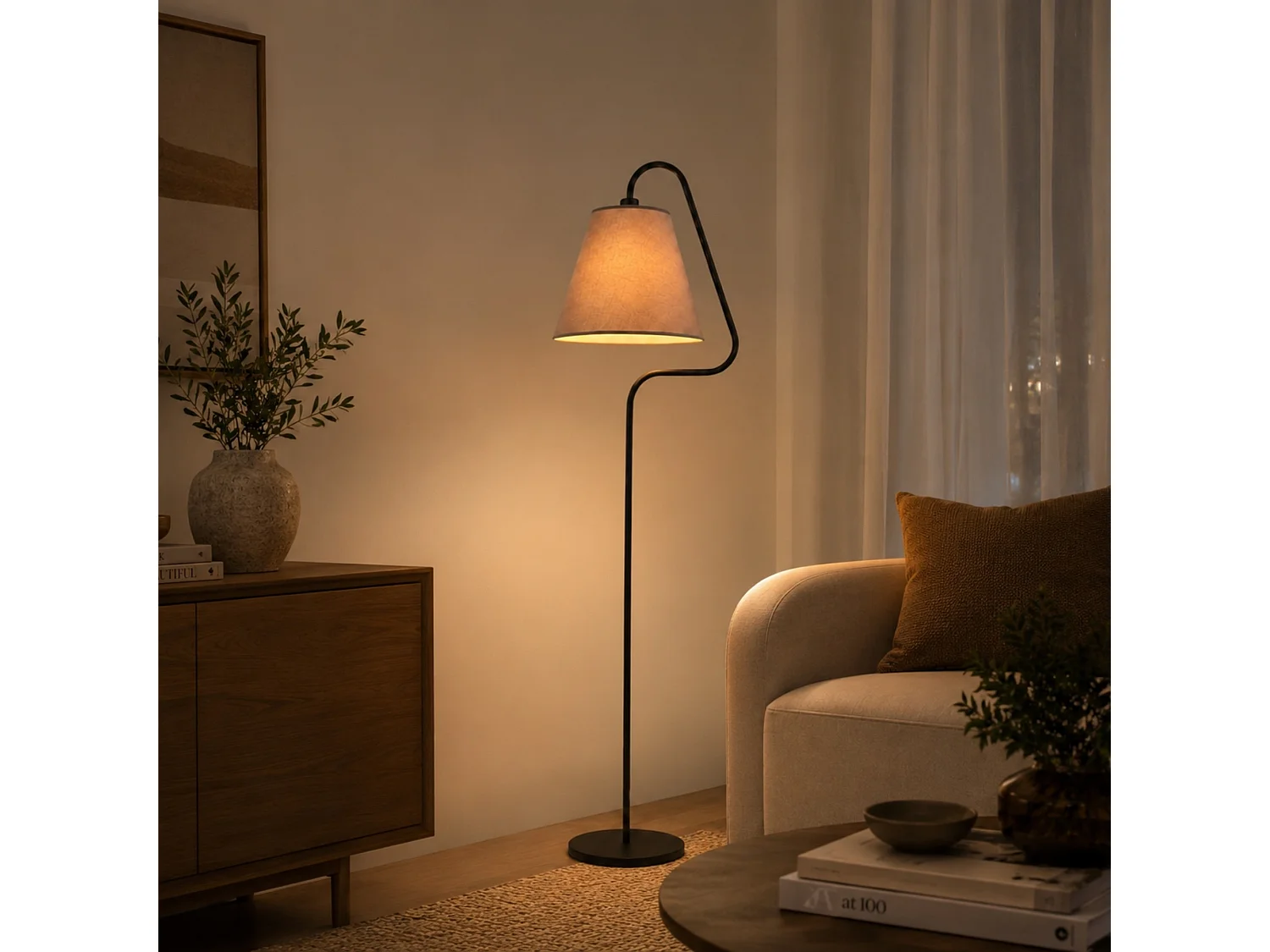"Altur" Svart Metall Golvlampa - 45 x 35 x 162 cm