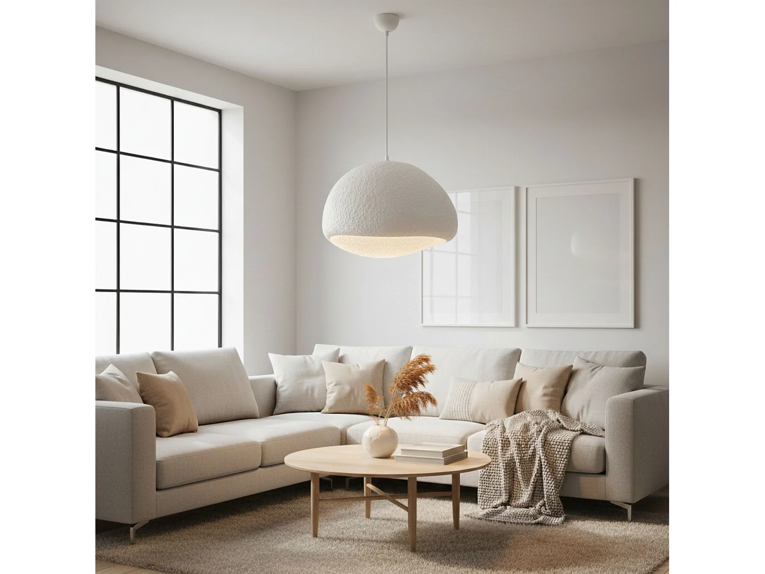 "Loval Vit Metall Pendel Ljuskrona - 50 x 44 cm - Justerbar Höjd - Elegant Belysningsarmatur"