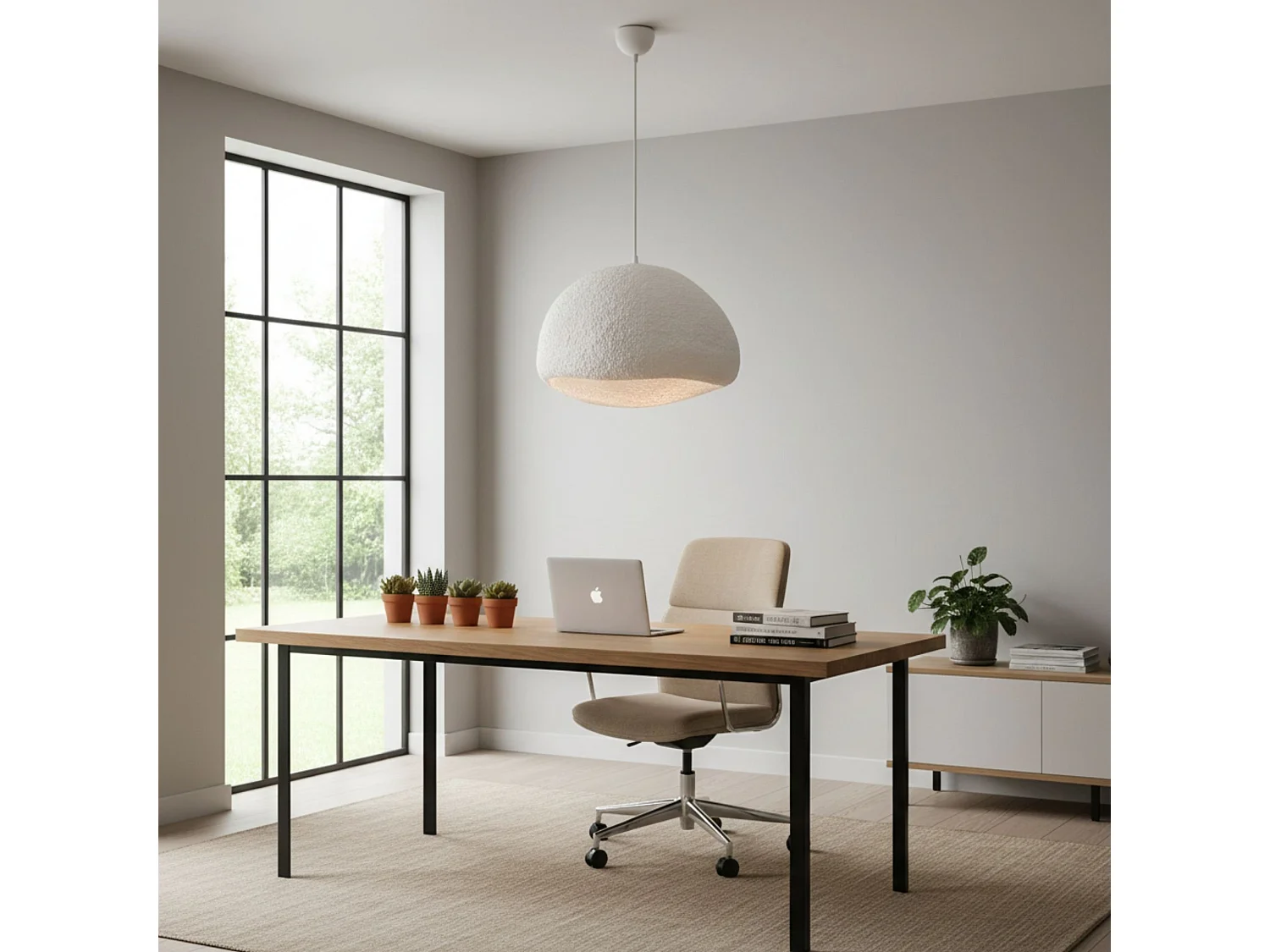 "Loval Vit Metall Pendel Ljuskrona - 50 x 44 cm - Justerbar Höjd - Elegant Belysningsarmatur"