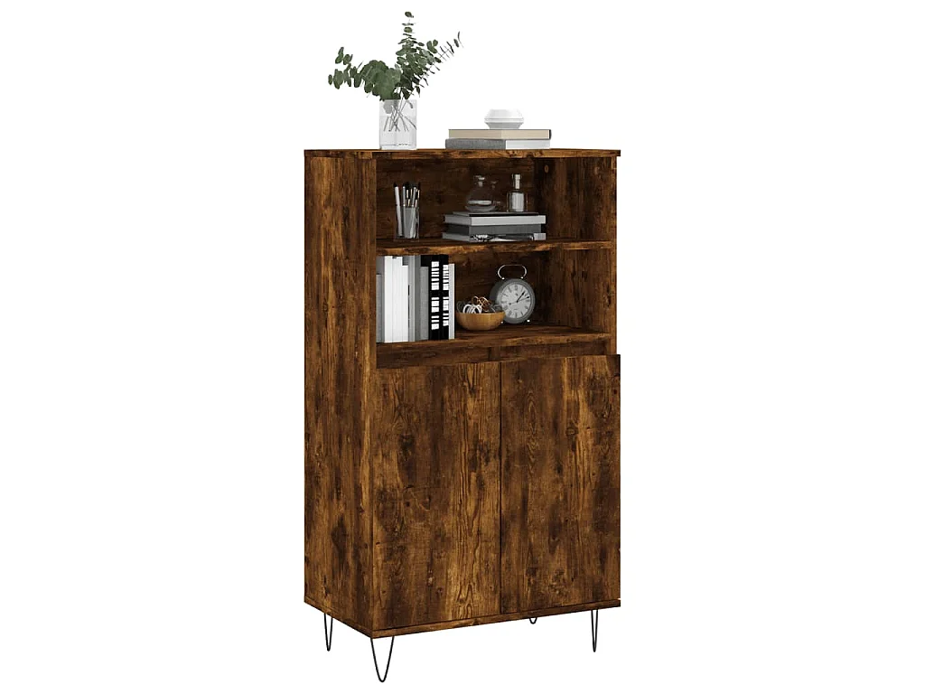 Aparador alto madera contrachapada roble ahumado 60x36x110 cm