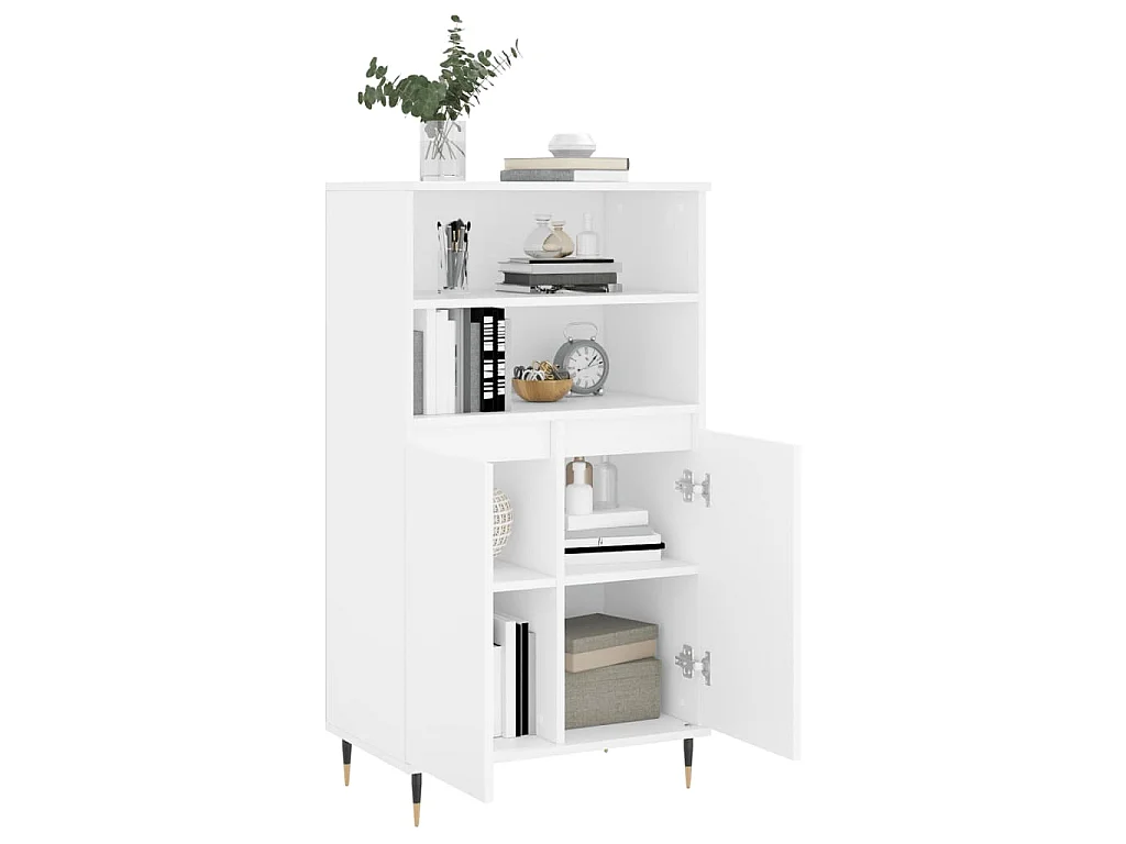 Hoge kast 60x36x110 cm bewerkt hout wit