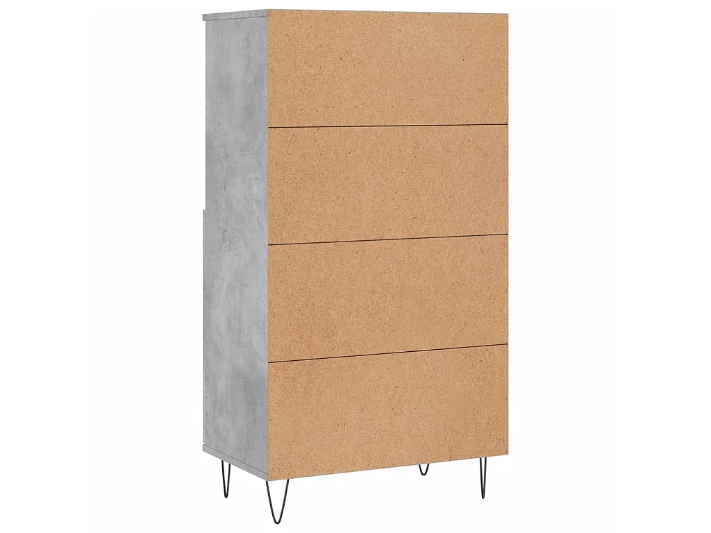 Hoge kast 60x36x110 cm bewerkt hout betongrijs