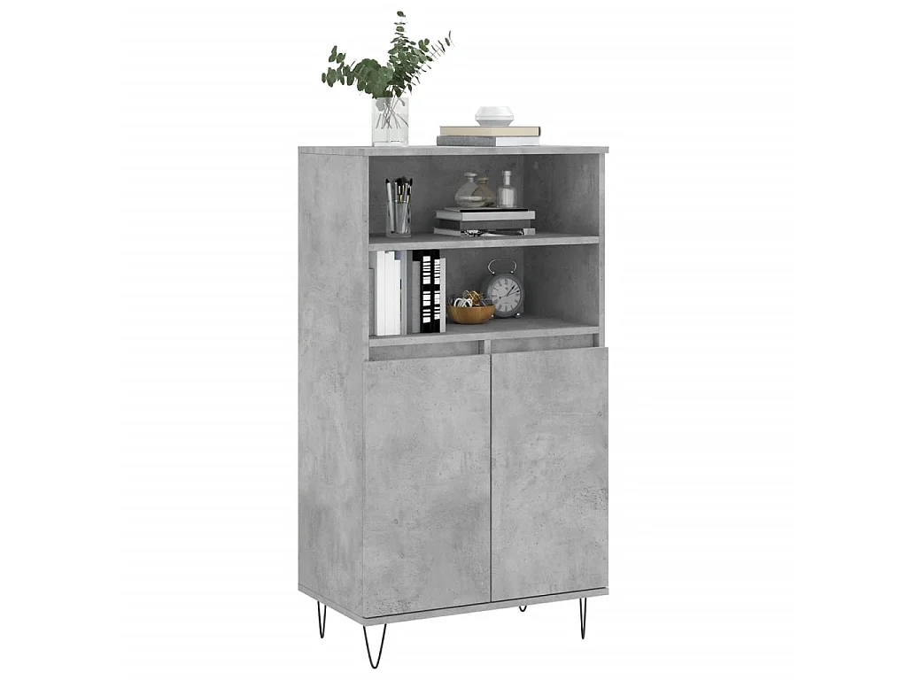 Hoge kast 60x36x110 cm bewerkt hout betongrijs