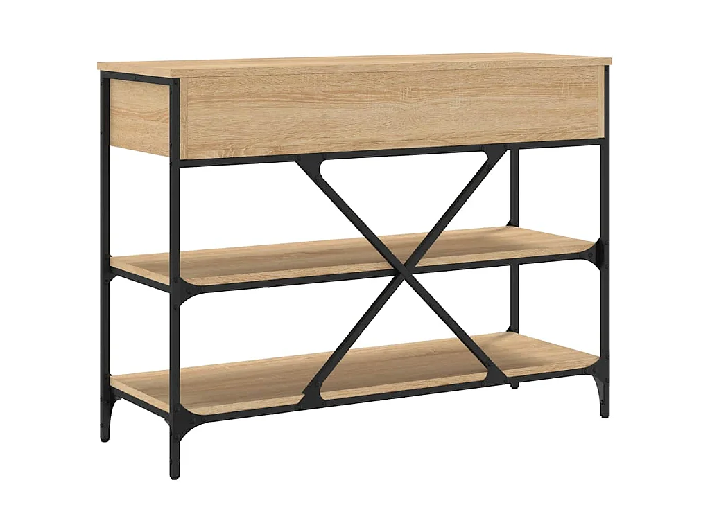 Tavolino Consolle Cassetti e Ripiani Rovere Sonoma Multistrato