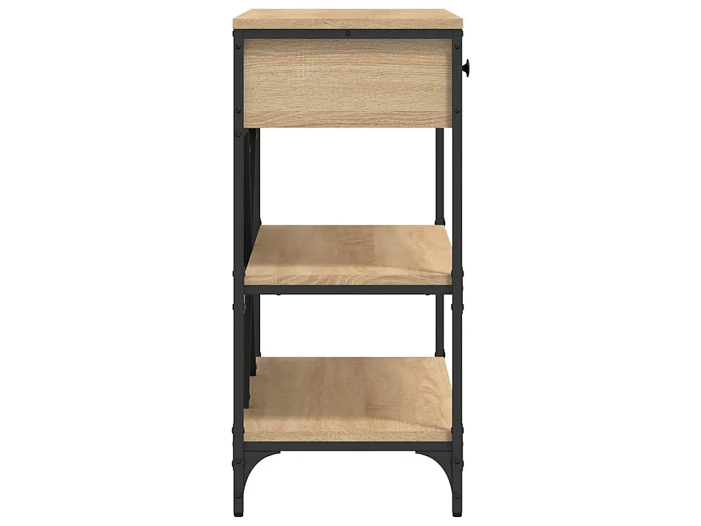 Tavolino Consolle Cassetti e Ripiani Rovere Sonoma Multistrato
