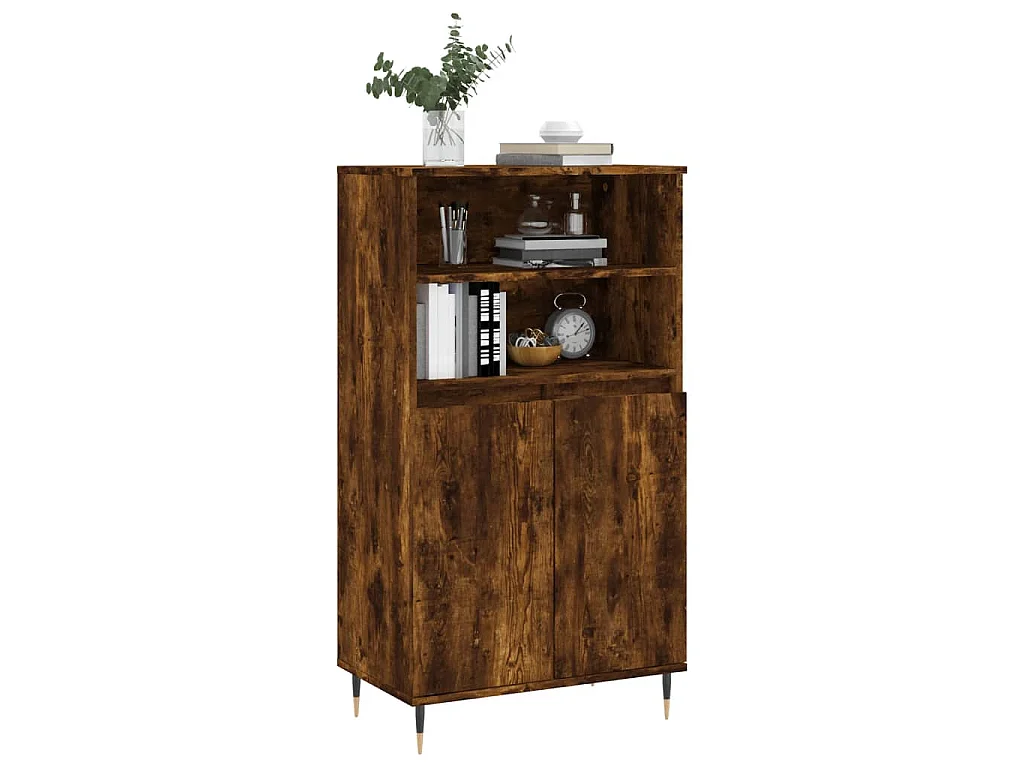 Hoge kast 60x36x110 cm bewerkt hout gerookt eikenkleurig