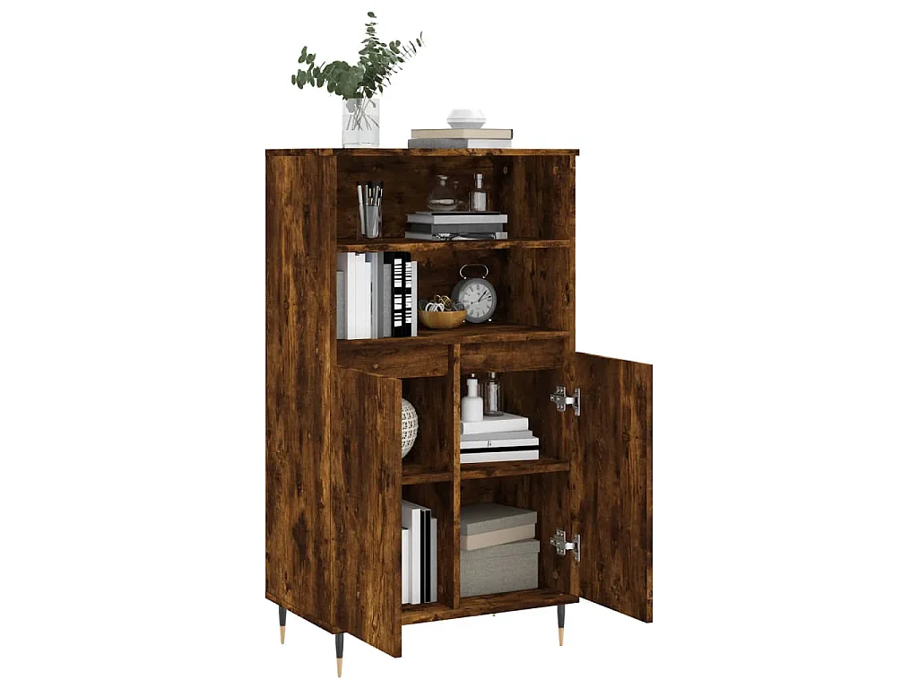 Hoge kast 60x36x110 cm bewerkt hout gerookt eikenkleurig