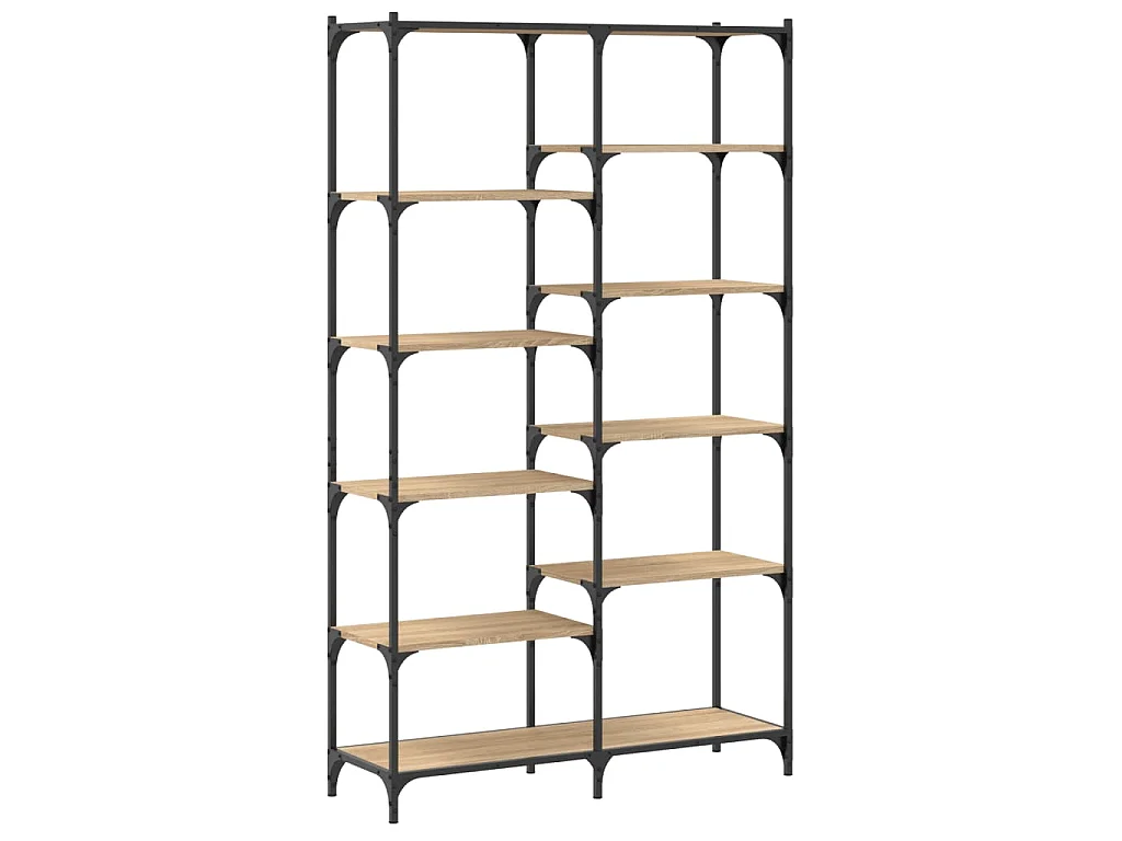 Bibliothèque chêne sonoma 100x32x170cm bois d'ingénierie et fer