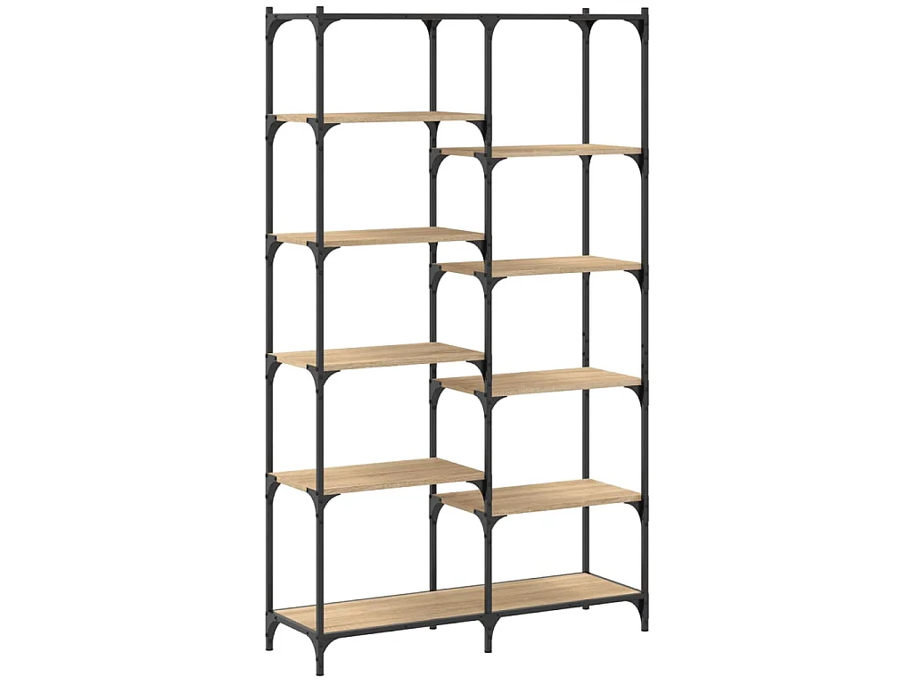 Bibliothèque chêne sonoma 100x32x170cm bois d'ingénierie et fer