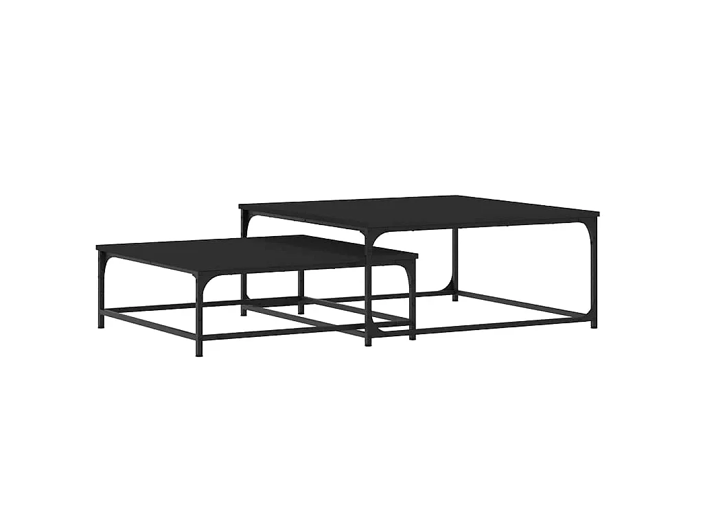 Mesas de centro apilables 2 piezas madera de ingeniería negro