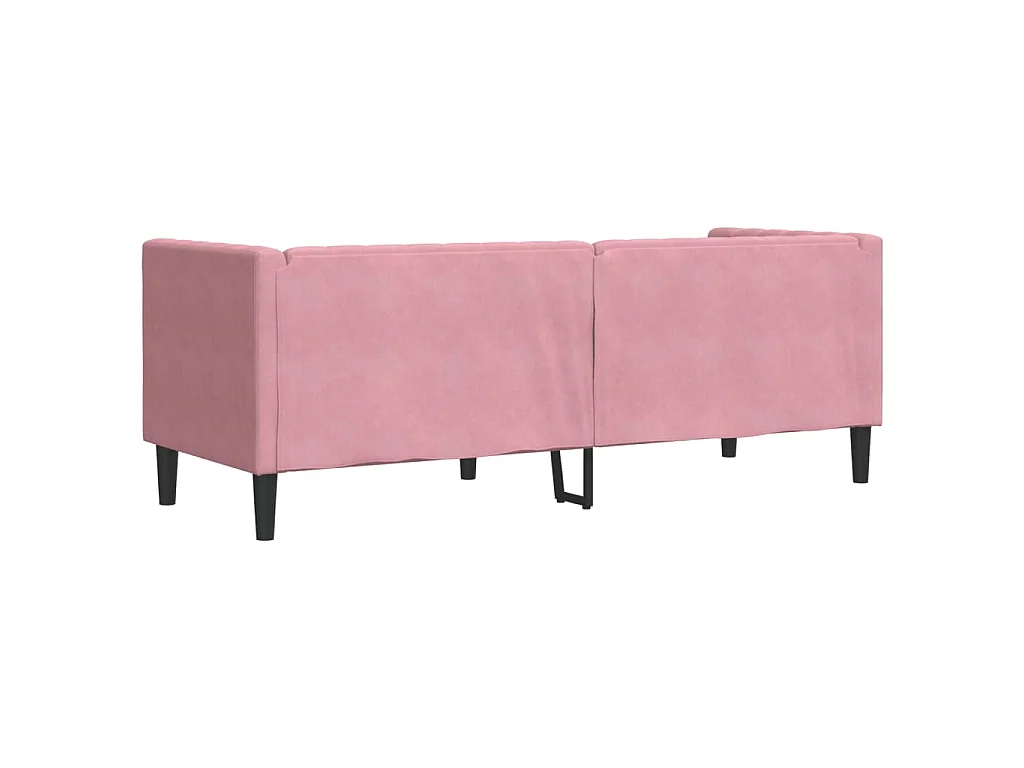 Canapé Chesterfield avec traversins 3 places rose velours