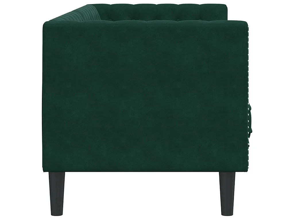 Sofá Chesterfield 3 plazas con cojines terciopelo verde oscuro
