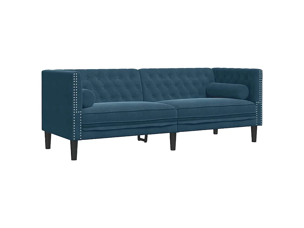 Sofá chesterfield com rolos 3 lugares veludo preto