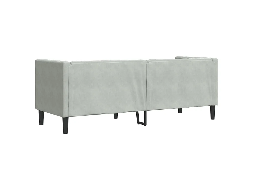 Canapé Chesterfield avec traversins 3 places gris clair velours