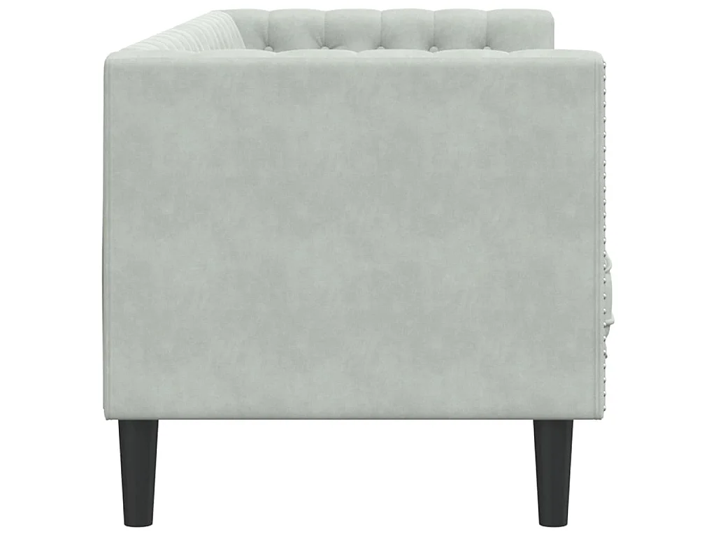 Canapé Chesterfield avec traversins 3 places gris clair velours