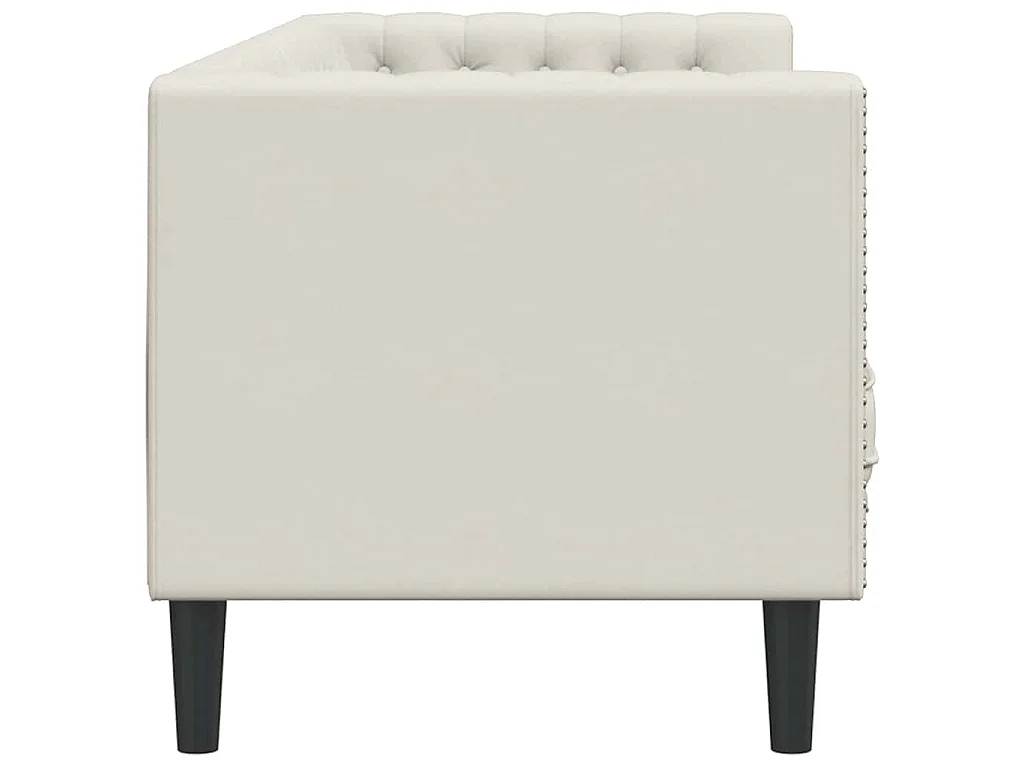 Driezitsbank Chesterfield-stijl met bolsters fluweel crèmekleur