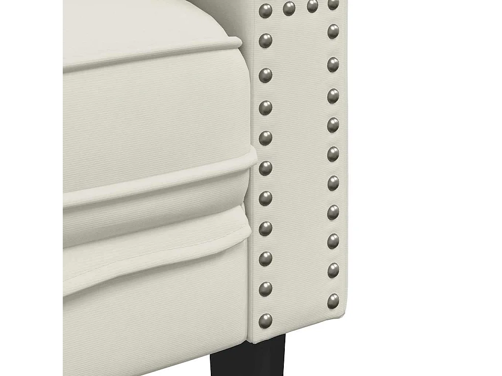 Driezitsbank Chesterfield-stijl met bolsters fluweel crèmekleur