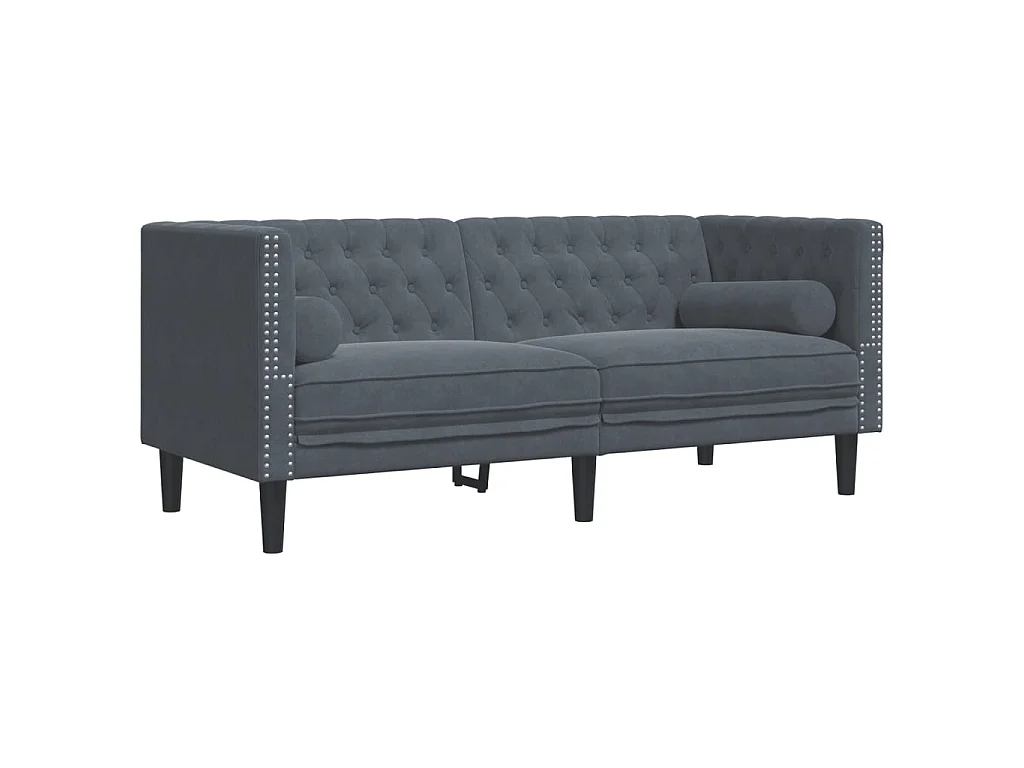 Divano Chesterfield con Rinforzi 2 Posti Grigio Scuro Velluto