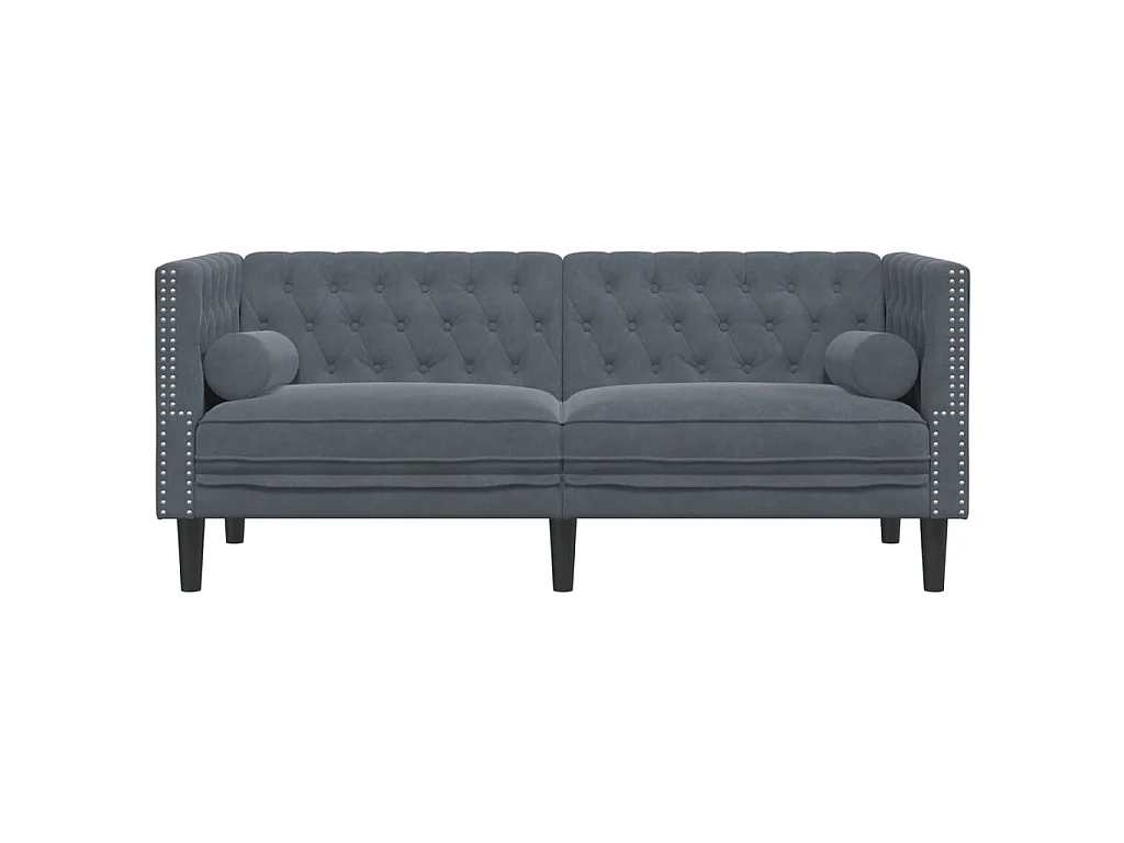 Divano Chesterfield con Rinforzi 2 Posti Grigio Scuro Velluto