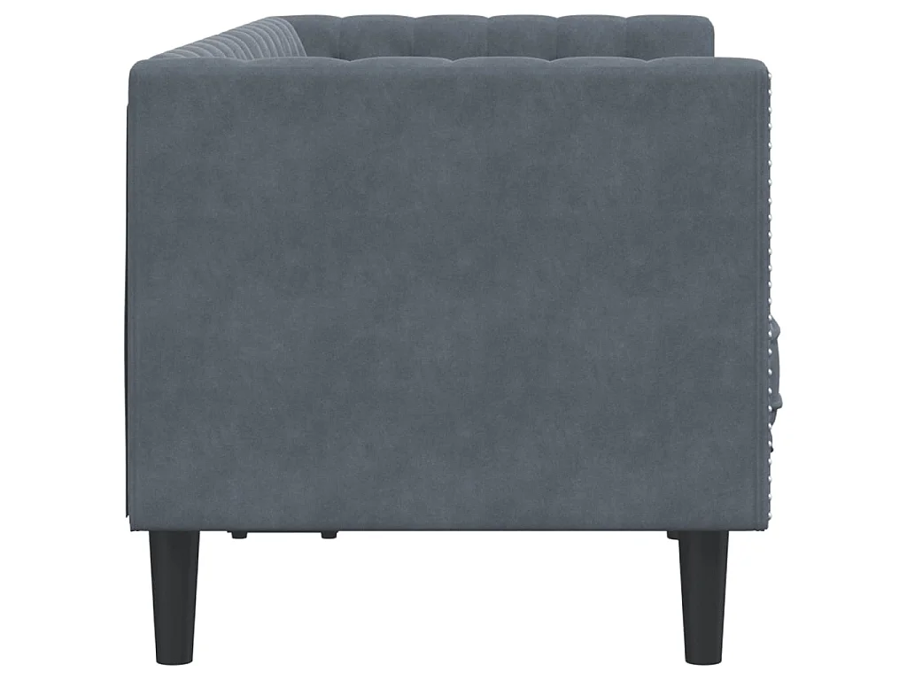 Divano Chesterfield con Rinforzi 2 Posti Grigio Scuro Velluto