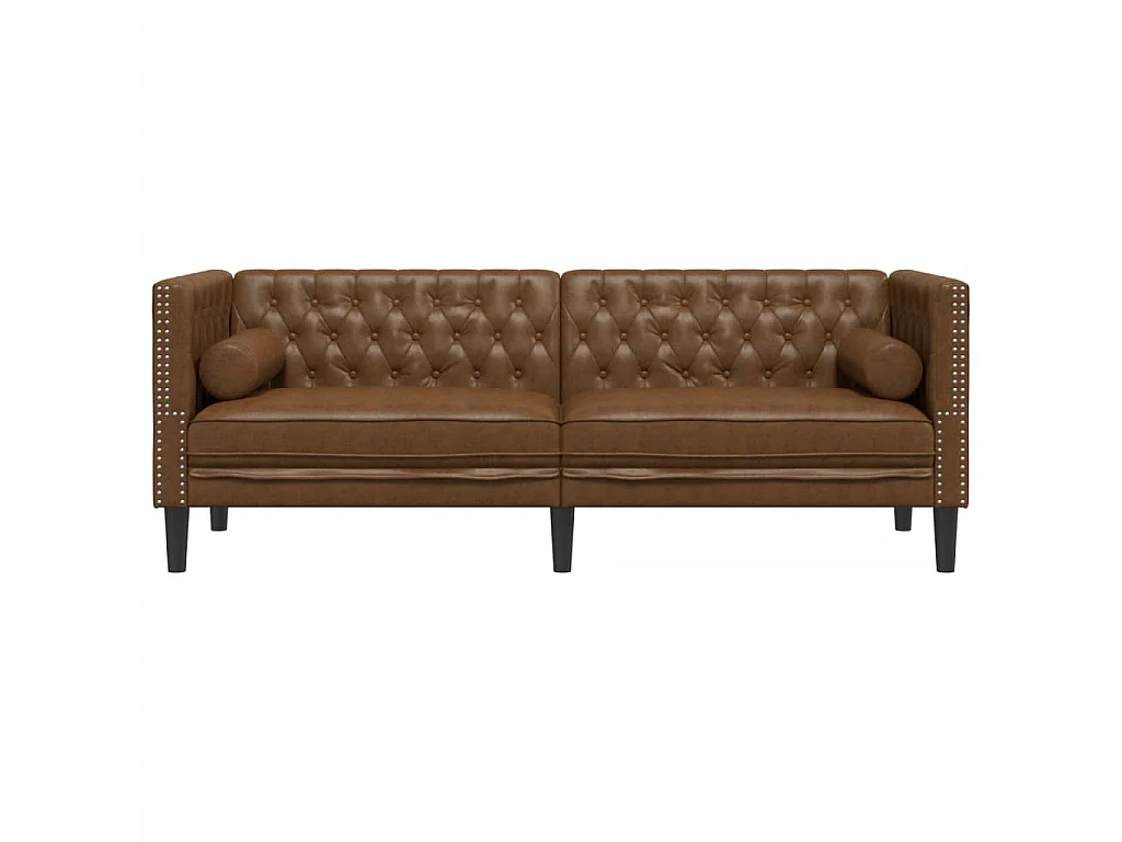 Canapé Chesterfield avec traversins 3 places similicuir daim
