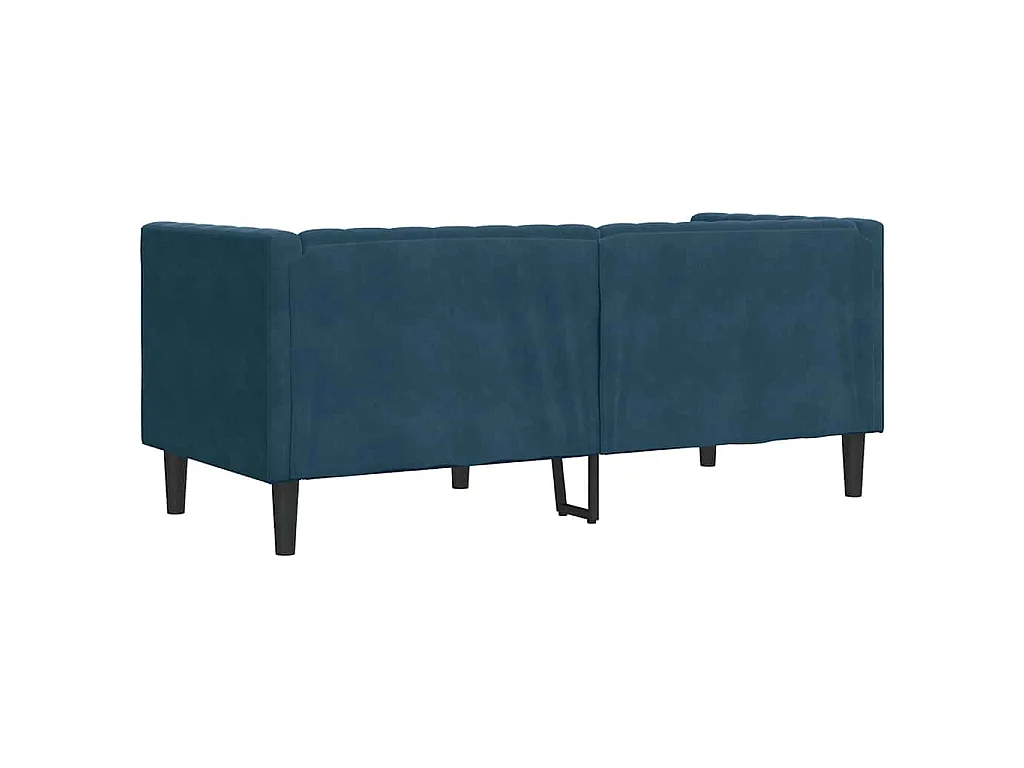 Canapé Chesterfield avec traversins 2 places bleu velours