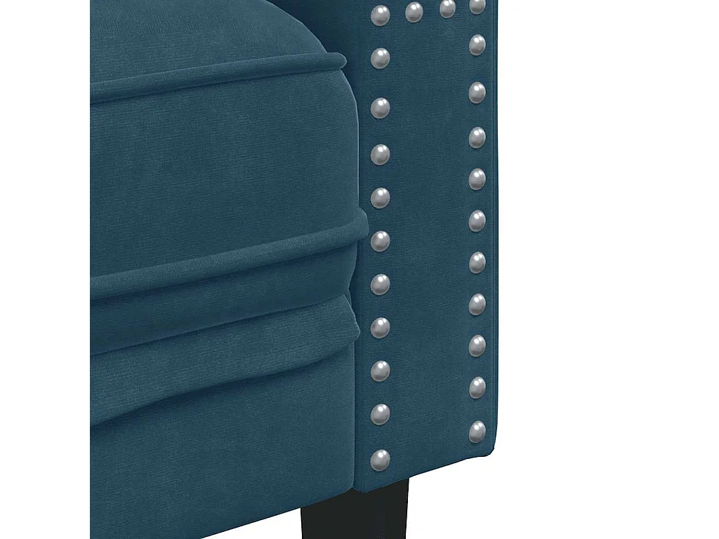 Canapé Chesterfield avec traversins 2 places bleu velours